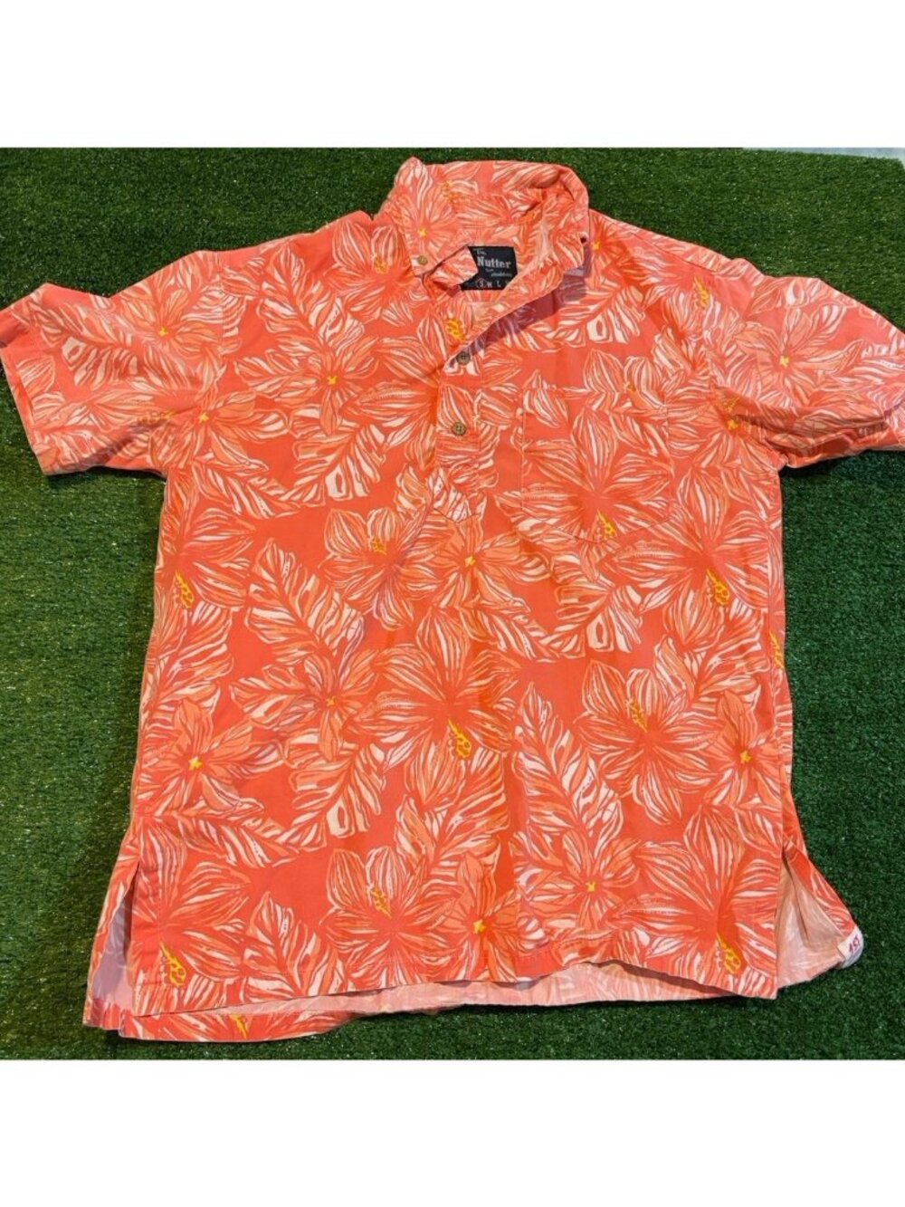 Chubbies shirt mens small orange white maui wowi retro short sleeve pocket